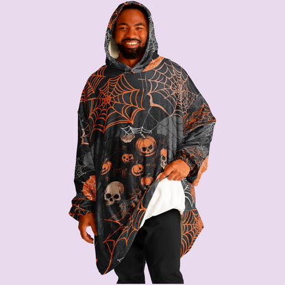 Pumpkin Skulls & Webs Cozy Wrap